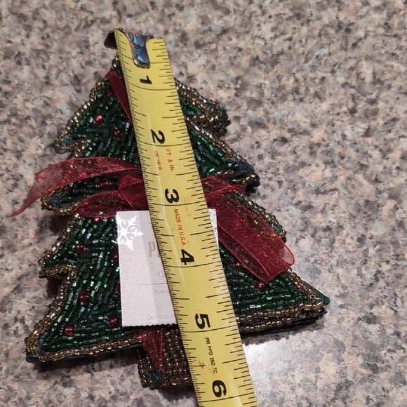Pier 1 Green and Gold Beaded Christmas Tree Coasters - Picture 5 of 10